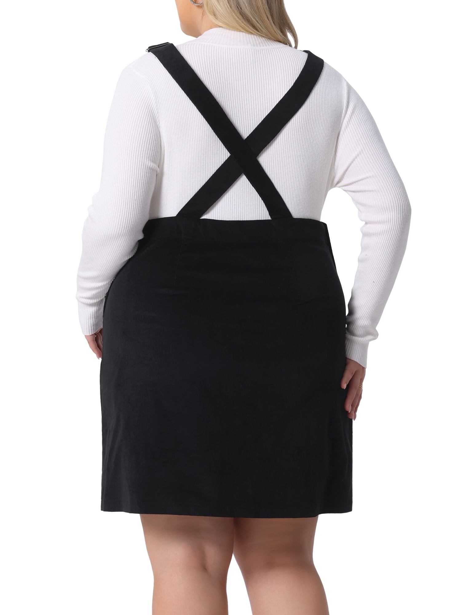 DARING DIVA Plus Size Suspender Skirt Strap Pinafore Corduroy Dress 3X Black
