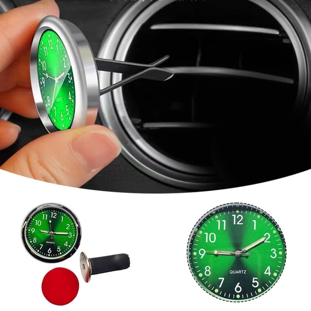 SPRING Car Clock Luminous Automobiles Internal Stick-On Mini Digital For Dashboard Air Vent-On Clock Watch Small Luminous For Boat Bike Green