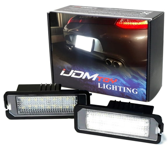 OEM-Fit 3W Full LED License Plate Light Kit For Volkswagen Golf GTi CC Rabbit Eos Beetle Porsche Cayman Carrera Cayenne Boxster, 18-SMD Xenon White LED & Can-bus Error Free