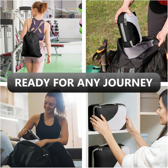 Asunby 10-Piece Zipper Packing Cubes Set, Lightweight Luggage Organizer Bags (l, m) - Travel Essentials for Suitcase, Black