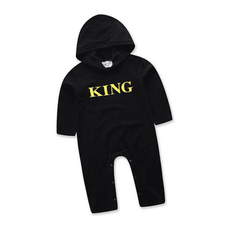 

Loriccy Baby Boys Letter Print Hooded Long Sleeve Bodysuit