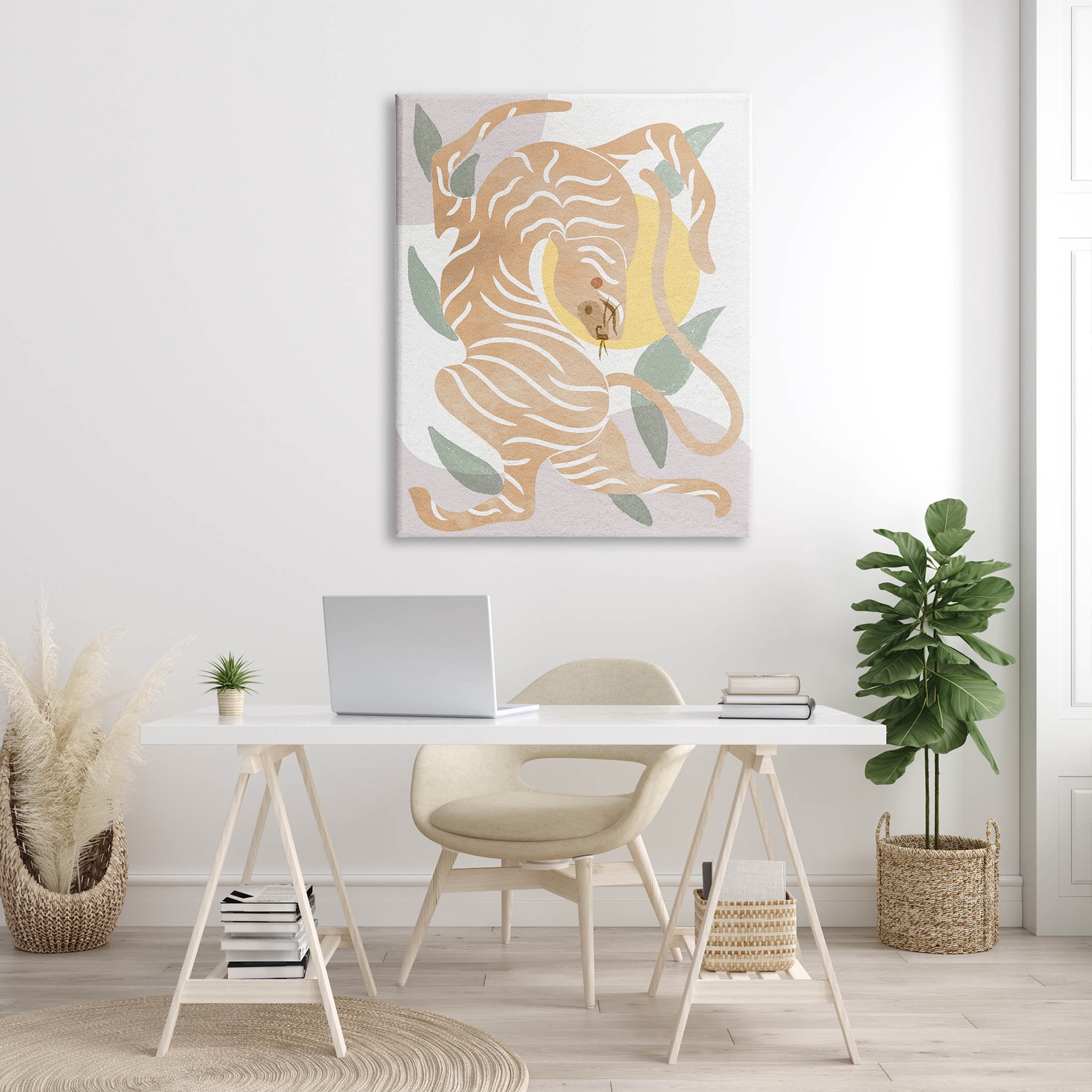 Abstract Tiger Geometric Pattern Animals & Insects Graphic Art Gallery Wrapped Canvas Print Wall Art