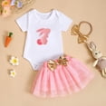 thumbnail image 5 of Baby Girls Easter Outfit Short Sleeve Cute Print Bodysuit Tulle Skirts and Headband 3 Pcs Baby Girls Summer Outfit Set Girls Outfits 6-9 Months, 5 of 9