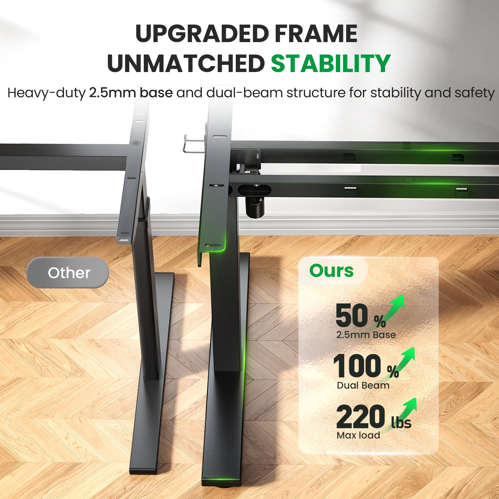 Standing Desk – 1" Thickened Desktop & Heavy-duty Frame, Adjustable Height Electric Desk With Memory Controller