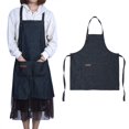 thumbnail image 3 of Denim Apron Baker Kitchen Restaurant Coffee Work Uniform with Front Large Pockets(Neck buckle), 3 of 5