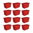 thumbnail image 1 of Sterilite Heavy Duty 30 Gallon Stacking Seasonal Storage Tote, Red (12 Pack), 1 of 6