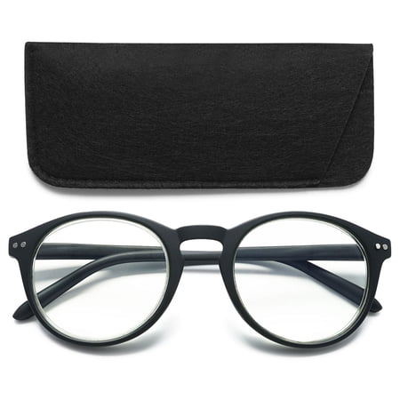 MAGIMODAC Anti Blue Light Round Retro Reading Glasses Spring Hinges Blue Light Blocking Eyeglasses Eyewear Readers (Black, +2.5)