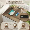 thumbnail image 2 of Lifewit Farmhouse End Table with Charging Station and USB Ports, 24" Large Tabletop Side Table with Double Barn Doors, Wood Square Nightstand for Living Room, Office, Bedroom, Rustic White, 2 of 5