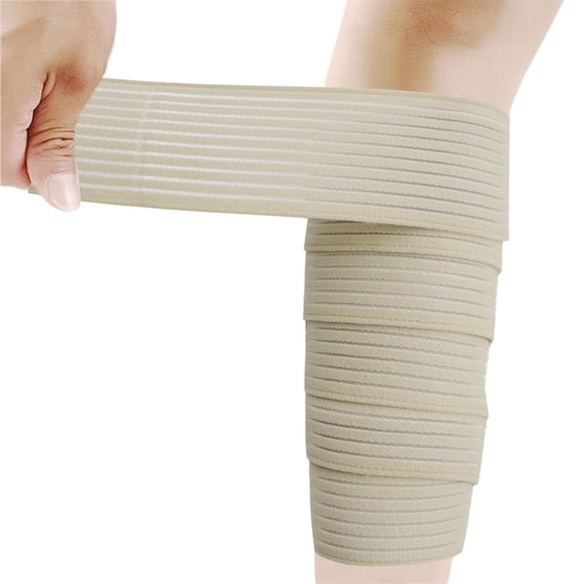 PinesC Elastic Calf Compression Bandage Sleeve Wrap for Calf Pain Relief Lower Leg Compression Support Shin Splint Guard Adjustable Plus Size Black Large (Beige) Beige Large
