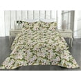 thumbnail image 2 of Ambesonne Cherry Blossom Quilted Bedspread Set 3 Pcs, Asian Flowers Spring, Twin, Pale Pink Jade Green, 2 of 4