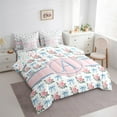 thumbnail image 3 of jejeloiu Letter A Monogrammed 7-Piece Twin Bedding Sets,Cartoon Bow Tie Bedding Comforter Set,Pink Cute Flowers Sheet Sets For Girls,Microfiber Room Decorative Reversible, 3 of 8