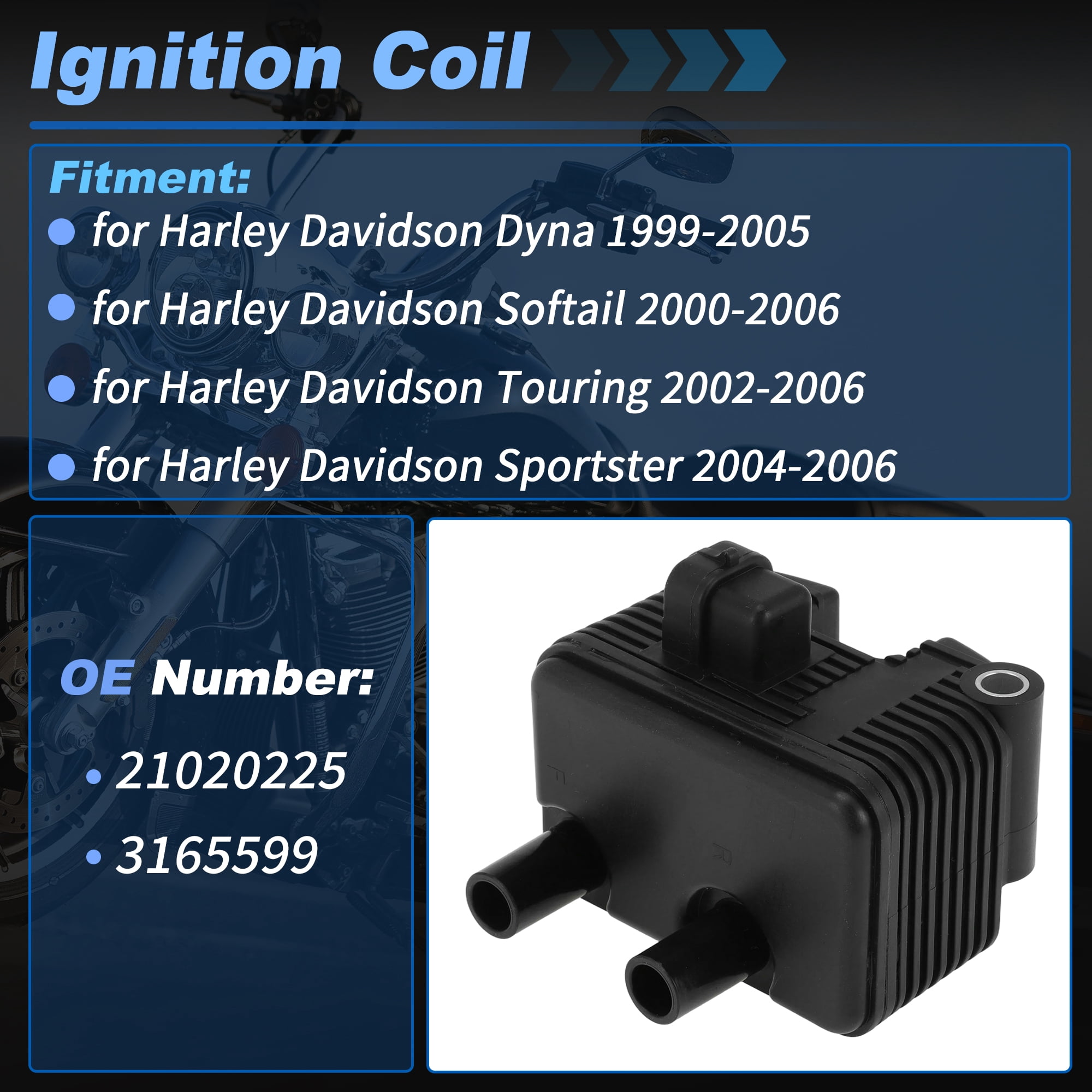 Unique Bargains Motorcycle Fire Ignition Coil for Harley Davidson Dyna 1999-2005