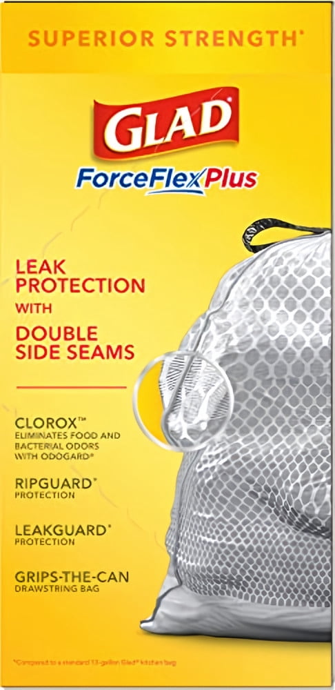 Glad ForceFlex Plus Tall Kitchen Garbage Bags Eucalyptus and Peppermint (Pack of 3)