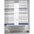 thumbnail image 6 of Gray Stripe Semi Sheer Curtains 84 Inch Length 2 Panels Set, Modern Abstract Art Navy Blue Striped Rustic Sheer Kitchen Curtain Privacy Voile Window Curtain for Living Room Bedroom Rod Pocket Drapes, 6 of 7