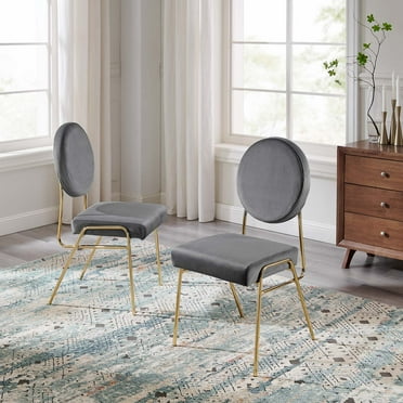 Modway Craft Performance Velvet Dining Side Chairs - Set of 2 in Gold Gray