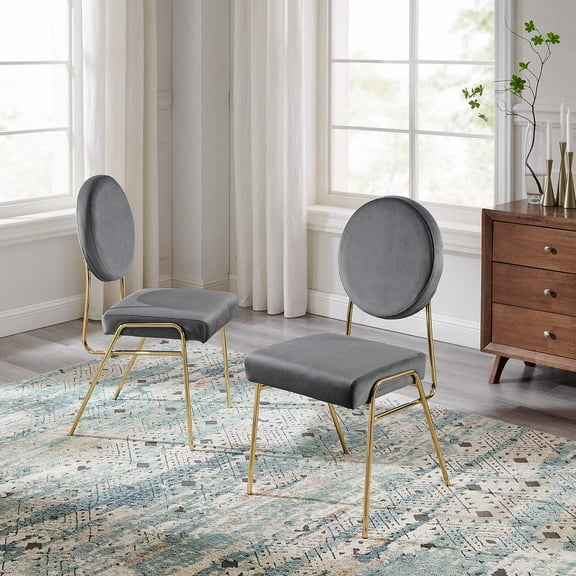 Modway Craft Performance Velvet Dining Side Chairs - Set of 2 in Gold Gray
