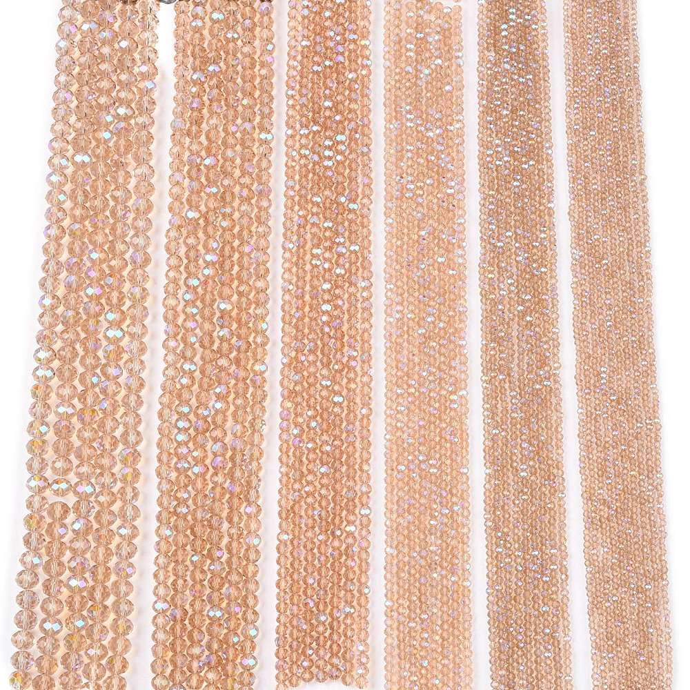 Electroplate Glass Beads Strands Half Rainbow Plated Faceted Rondelle PeachPuff 8x6mm Hole: 1mm about 64~65pcs/strand 40~41cm