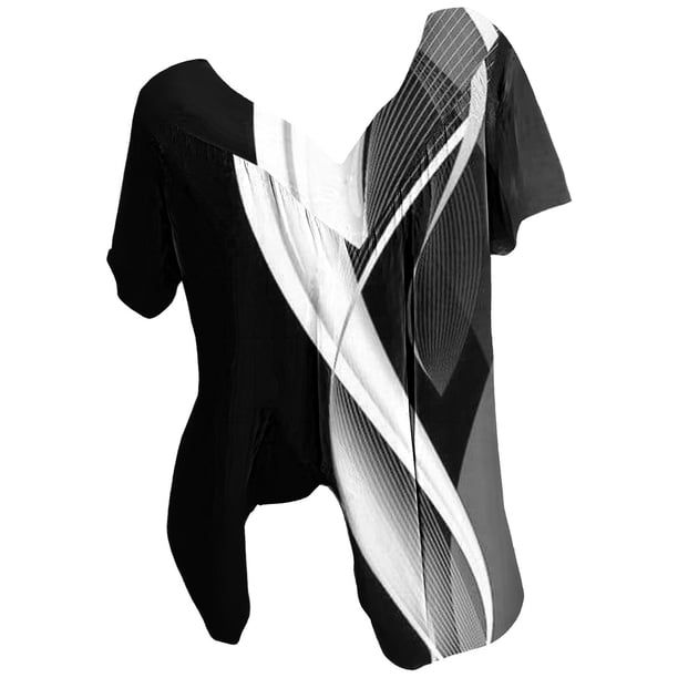Blusas de Manga Corta para las Mujeres con Cuello en V Impreso Suéter Casual Top, Blusas para las Mujeres Casual