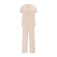 thumbnail image 6 of Women's Casual V Neck Trousers Suit Set Comfortable Wear For Daily Outfits Vacation Outfits Versatile Stretch Pants Outfit For Spring Summer Fall Wide Leg Romper Overalls for Women plus Size Overall, 6 of 6
