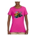 thumbnail image 2 of Colorful Rainbow Moose Head Wildlife Animal Lover Womens Graphic T-Shirt, Fuschia, 2XL, 2 of 3