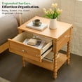 thumbnail image 6 of Merluxy Solid Wood Nightstand with Turned Legs, Vintage Wide Bedside Table with Drawer, Wooden End Table for Bedroom/Living Room, Natural, 6 of 9