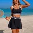 thumbnail image 2 of vigerkar Womens High Waisted Bikini Sets Two Piece Tummy Control Swim Skirt Color Block Skirted Swimsuit 2025 (Black, M), 2 of 9