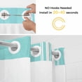 thumbnail image 5 of Aqua Striped No Hook Shower Curtain Waterproof,Bathroom Curtains with Snap in Liners and See Through Top Window,Luxurious White Stripes Modern Abstract Art Hotel Bathtub Curtains Shower 60"Wx72"L, 5 of 8