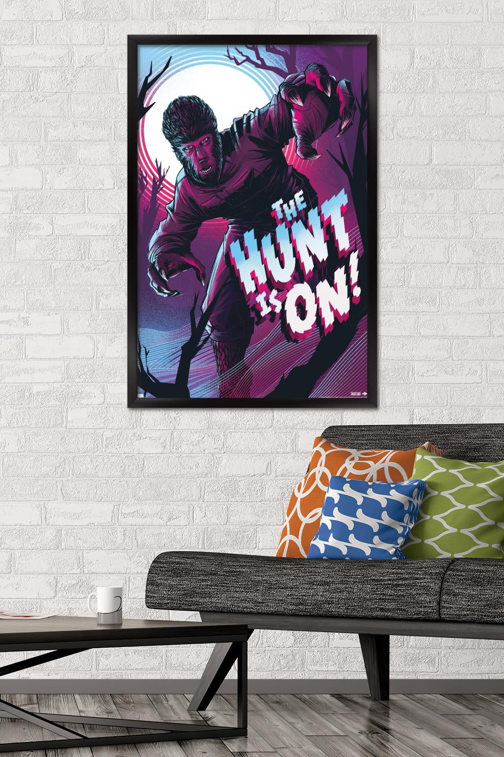 The Wolfman - The Hunt Is On by Cesar Moreno Wall Poster, 22.375" x 34" Framed