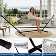 thumbnail image 2 of Outdoor Double Hammock Set,2 Person Outdoor Hammock with Stand & Pillow,450 lbs Capacity, Weather-Resistant, Balance Rope for Outdoor Patio Backyard Poolside, 2 of 7