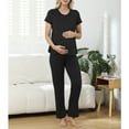 thumbnail image 6 of Zando Womens Bamboo Maternity Nursing Pajamas Set Layer Soft Postpartum Lounge Set for Woman Tulip Hem Breastfeeding Woman PJ 2 Piece set, 6 of 7