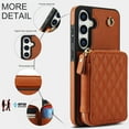 thumbnail image 3 of Compatible with Samsung Galaxy S24/S25 5G Wallet Phone Case Tempered Glass Screen Protector Wrist Crossbody Strap Stand Credit Card Holder RFID Slot Cell Cover for S 24 24S 25 25S Women Girls Brown, 3 of 10