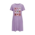 thumbnail image 5 of Sakmal Nuisettes Mumu Ludiques pour Femmes Noël Légères Grande Taille Robe de Pyjama Violette Courte Imprimé Nœud Manches Courtes Col Ras du Cou Nuisettes P-2TG, 5 of 5