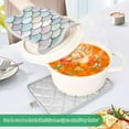 thumbnail image 3 of Yayeee Pot Holders Kitchen Heat Resistant with Pocket 7"x9.8" Cotton Oven Cooking Hot Pads, Light Blue Shimmering Pattern, 3 of 7
