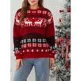 thumbnail image 5 of Elippeo Unisex Christmas Couple Sweater Long Sleeve Round Neck Reindeer Print Knitted Jumpers Matching Christmas Sweaters Knitwear Tops, 5 of 10