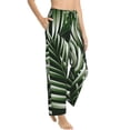 thumbnail image 2 of Naloa Tropical Palm Leaves1 Print Women’s Ultra-Soft Comfy Pajama Lounge Pants with Pockets & Drawstring, 2 of 8