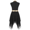 thumbnail image 4 of Xnihocha Girl's Praise Dance Tunic Color Block Asymmetrical Overlay Dress Liturgical Worship Lyrical Dance Dress Black 8, 4 of 7