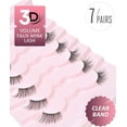 thumbnail image 2 of Natural Lashes Half Lashes Natural Look False Wispy Eyelashes Clear Band Lashes Pack 3D Faux Mink Lashes 7 Pairs C03, 2 of 16