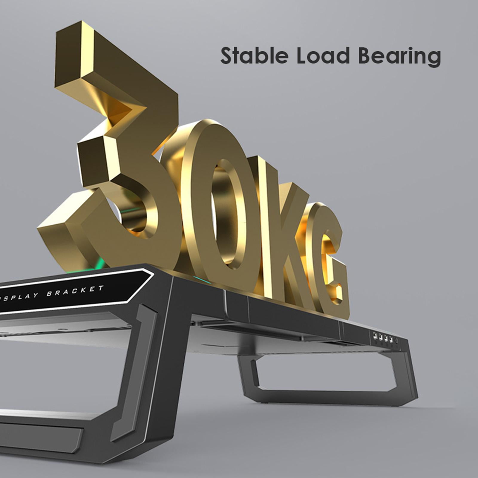 Laptop Computer Monitor Stand Riser Holder RGB 4 USB Hub Data Transfer Support Charging Black