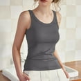 thumbnail image 2 of Womne Ribbed Tank Top with Sewn in Built in Bra Cup Sleevless Form Fitting Push Up Padded Bra Cami Shirt Basic Knit Tee Gray L, 2 of 7