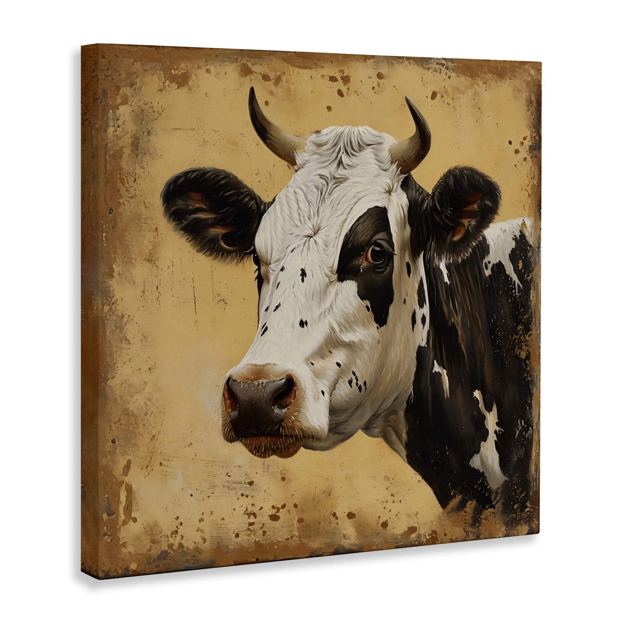 Stupell Industries Spotted Brown Cow Portrait Canvas Wall Art, design by Creative Studio