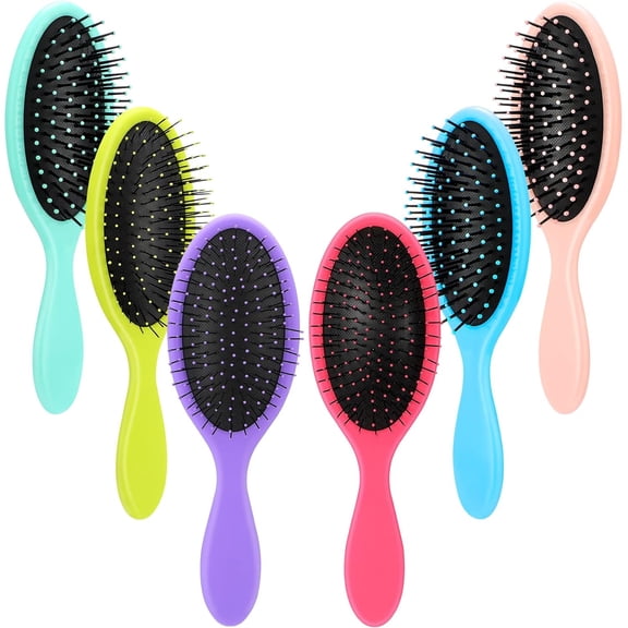 6 Pcs Wet Detangler Hair Brush Travel Dry Hair Brushes Detangling Hairbrush with Soft Bristles for Women Men Girls Boys(Bright Colors)