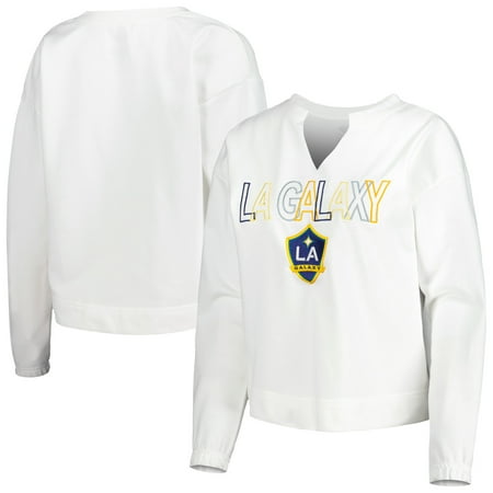Women's Concepts Sport White LA Galaxy Sunray Notch Neck Long Sleeve Top