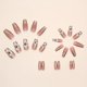 thumbnail image 3 of 24pcs Camellia Press On Nails, Coffin Fake Nails Medium Length French Tips Acrylic Nails Exquisite Design Full Cover Glitter Sequins Stick On Nails False Nails With Glue Sticker And Nails File For Wom, 3 of 4