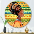 thumbnail image 2 of Designart 'African American Woman Portrait with Turban III' Modern Circle Metal Wall Art 36x36 - Disc of 36, 2 of 5
