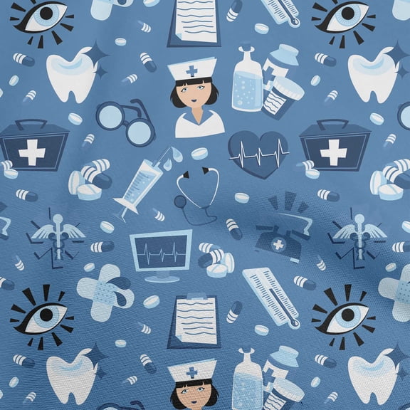 oneOone Viscose Chiffon Medium Blue Fabric Tool Sewing Fabric By The Yard Printed Diy Clothing Sewing Supplies 42 Inch Wide