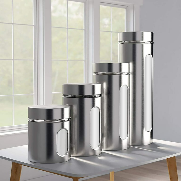  Canister Sets for Kitchen Counter with Glass Window