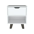 thumbnail image 2 of DUOSONG Crail Nightstand With 1 Open Storage Shelf, 1 Drawer And Wooden Legs White Engineered Wood Furniture Bedroom Furniture Nightstands, 2 of 7