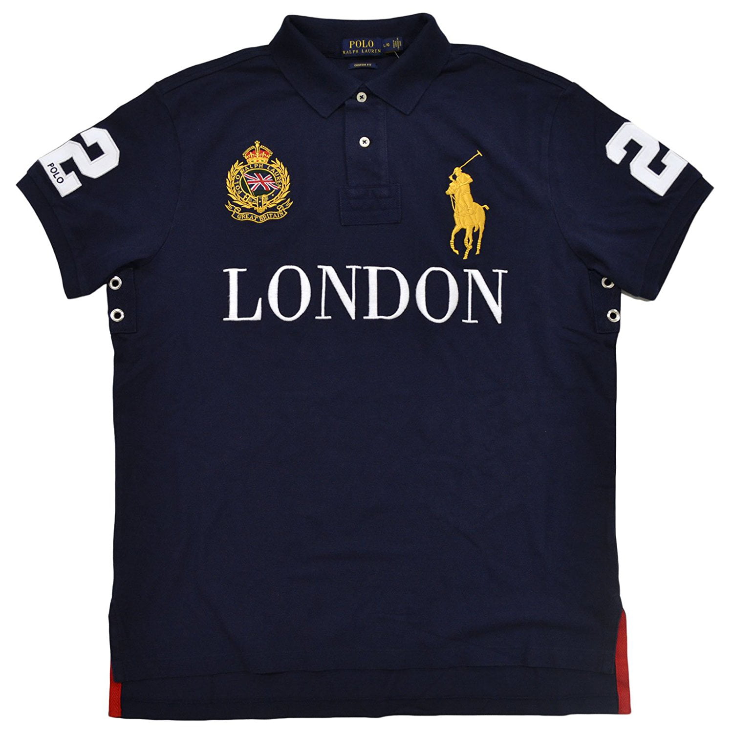 Polo Ralph Lauren Mens Big Pony City Custom Fit Mesh Polo Shirt (Medium,  French Navy London)