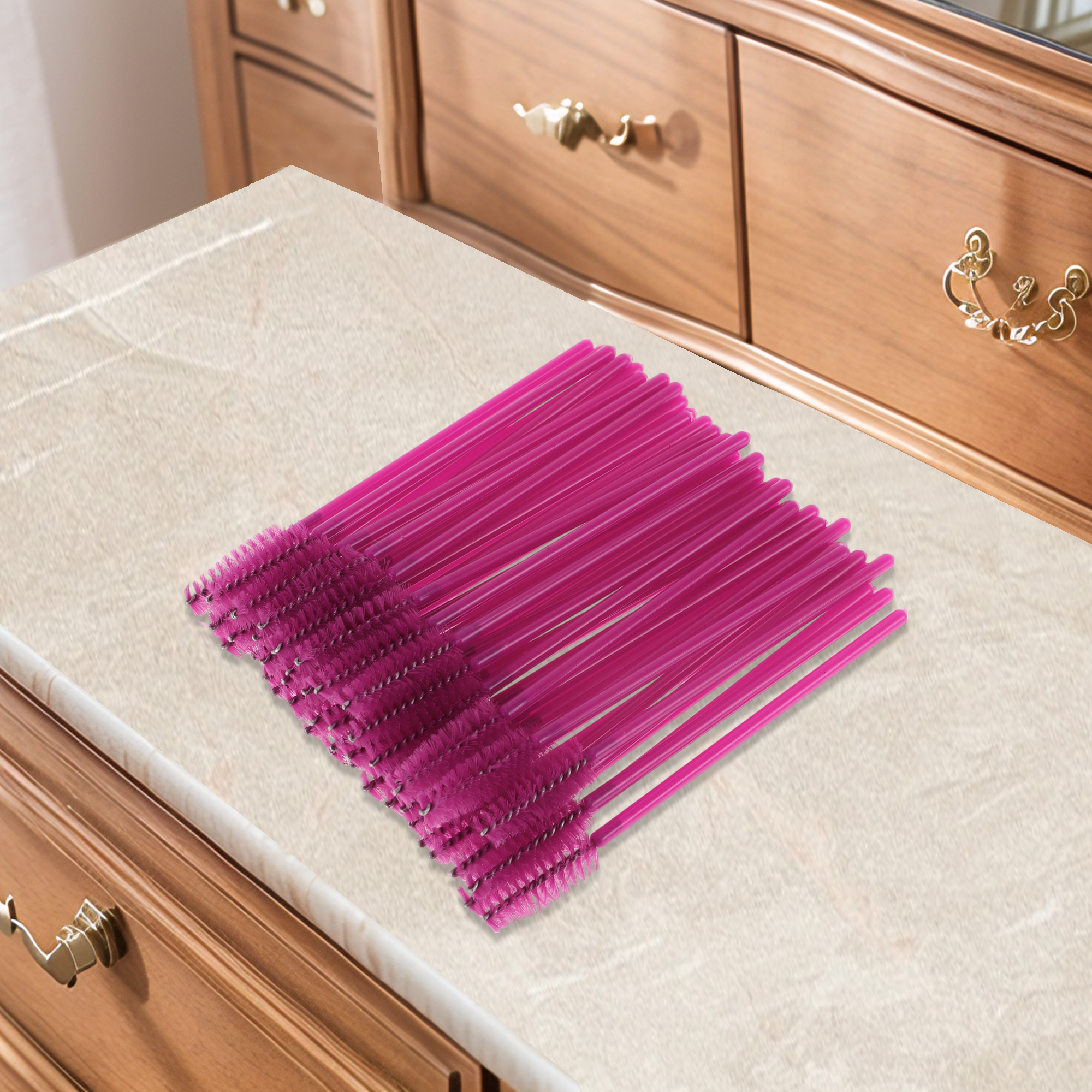 Unique Bargains Convenient Eyebrows Brushes for Travel 50 Pcs Rose Red