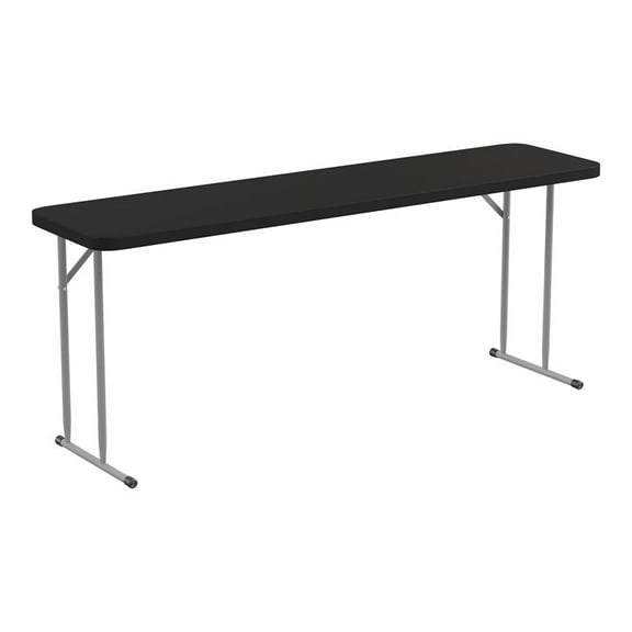 Bowery Hill Rectangle Plastic Folding Training/Seminar Table in Black